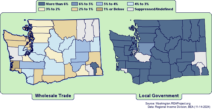 Washington | Wholesale Trade vs. Local Government Employment Structure ...